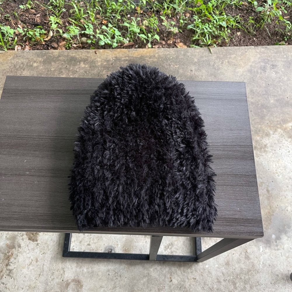Free People, slouchy fuzzy beanie. Black.